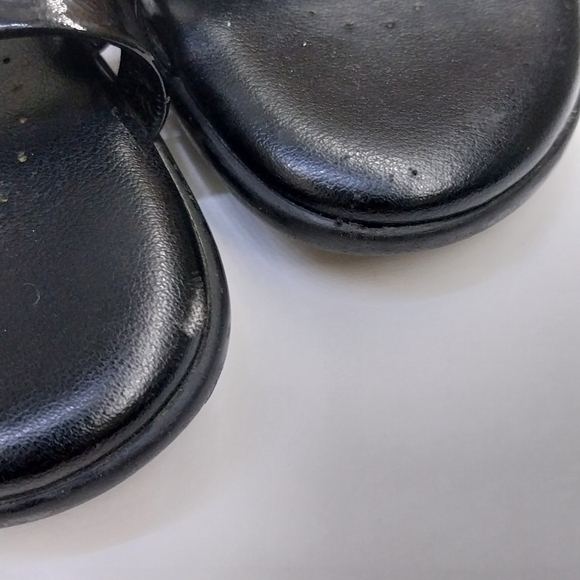 SAS Black Patent Leather Strippy Quarter Strap Wedge Sandals 7 Narrow - Picture 5 of 12